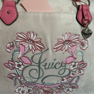 JUICY COUTURE JUICY IN BLOOM VELOUR RHINESTONE FLOWER WEEKENDER OVERNIGHT BAG